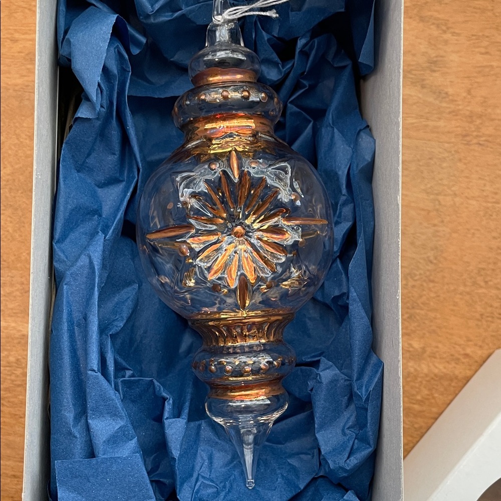 Hand-Blown Glass Ornament 20K Painted Starburst Made Thuringia Germany New Old